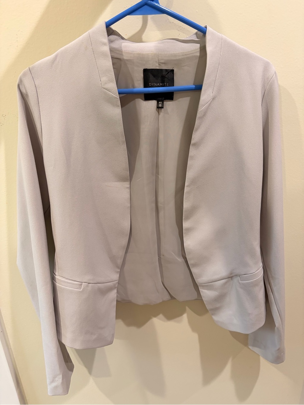 Dynamite Light Gray Collarless Open Front Blazer